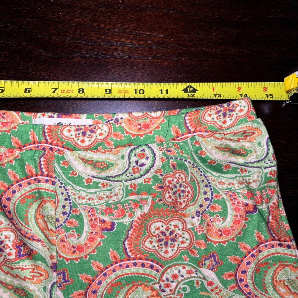 Natural Life Cali Knit Green Paisley Flare Leg Bell Bottom Large Retro Boho - Picture 5 of 12